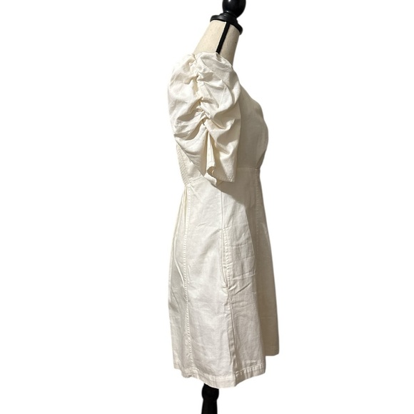 Free People Cheyenne Denim Mini Dress in Ivory - SMALL NWT - Picture 10 of 13